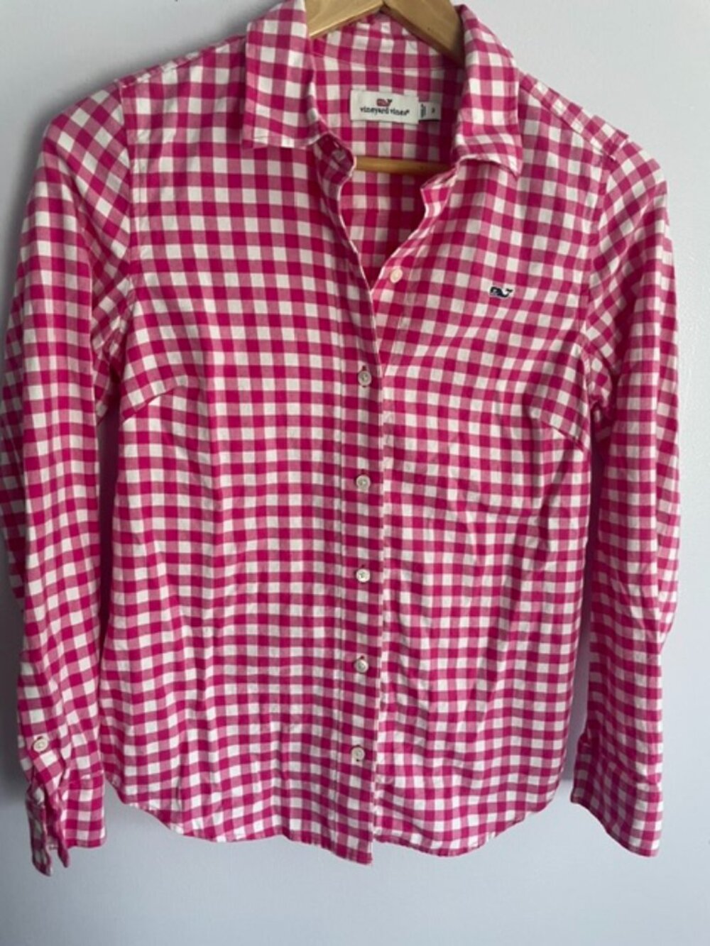 Vineyard Vine's Pink-checked women's flannel-Size 2